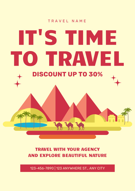 Offer by Travel Agency with Egyptian Pyramids Poster Modelo de Design