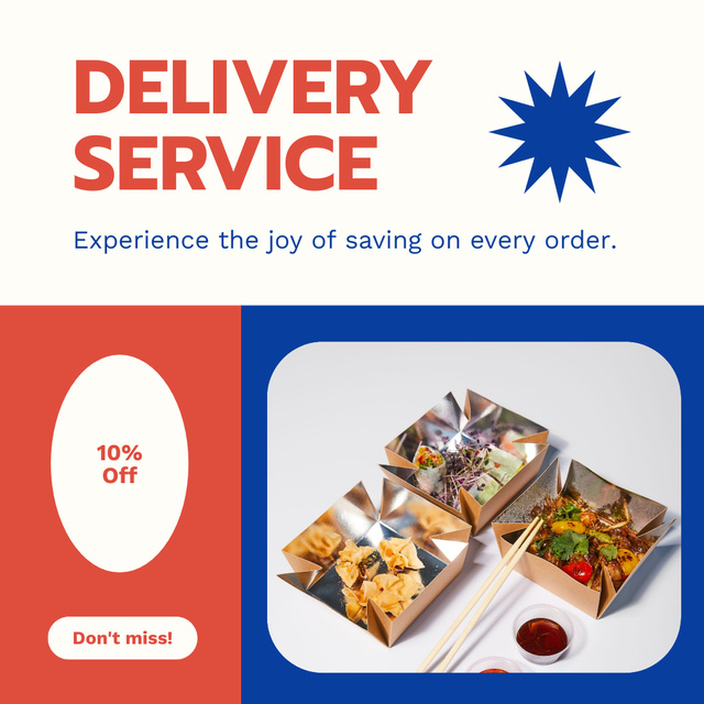 Delivery Service Ad with Tasty Fast Food Instagram AD Tasarım Şablonu