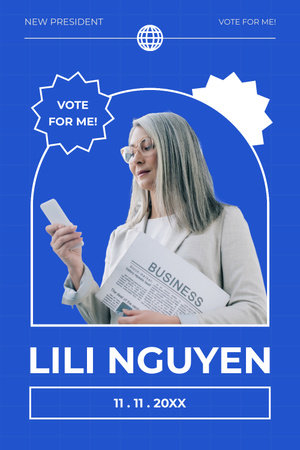 Serious Woman Presidential Candidate Pinterest Design Template