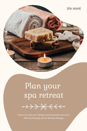 Spa Retreat Invitation with Candle and Towels Tumblr Modelo de Design