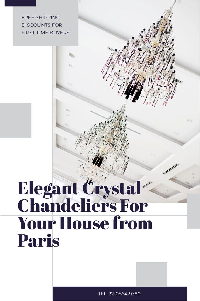 Template di design Elegant Crystal Chandeliers Offer in White Pinterest