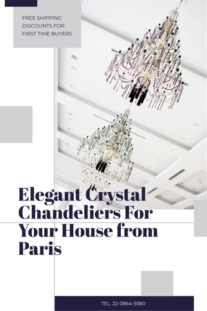 Designvorlage Elegant Crystal Chandeliers Offer in White für Pinterest