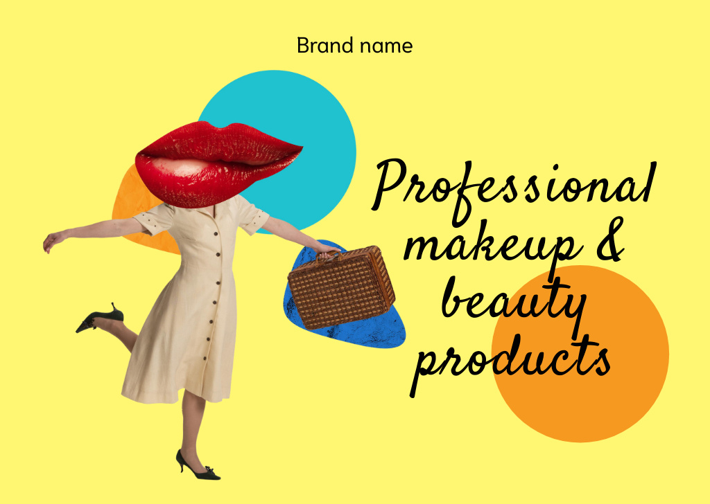 Beauty Ad with Funny Female Character Postcard Design Template