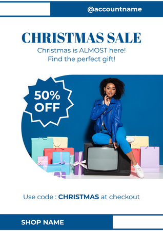 Christmas Discount Sale Poster Design Template