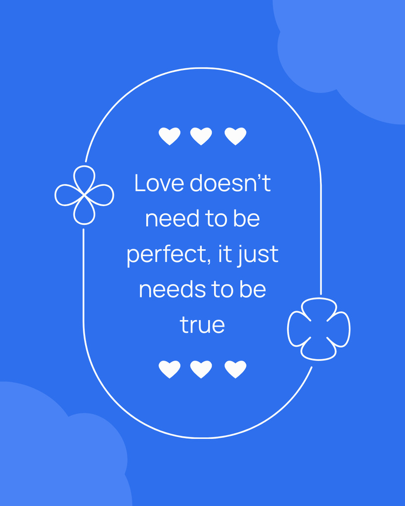 Quote about Love with Hearts in Blue Instagram Post Vertical – шаблон для дизайну