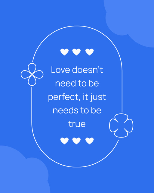 Quote about Love with Hearts in Blue Instagram Post Vertical Modelo de Design