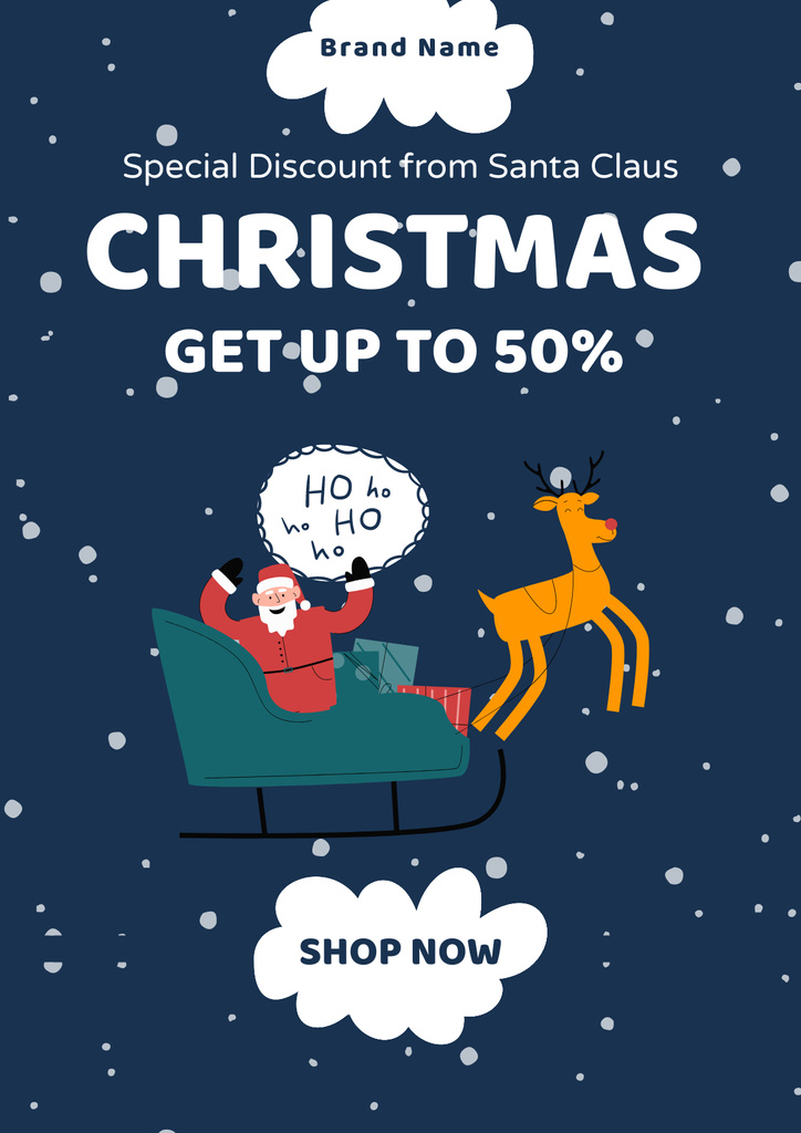 Special Christmas Discount from Santa Claus Poster Design Template