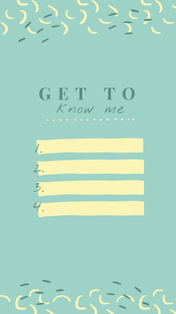 Plantilla de diseño de Get To Know Me with Illustration in Green Instagram Story 