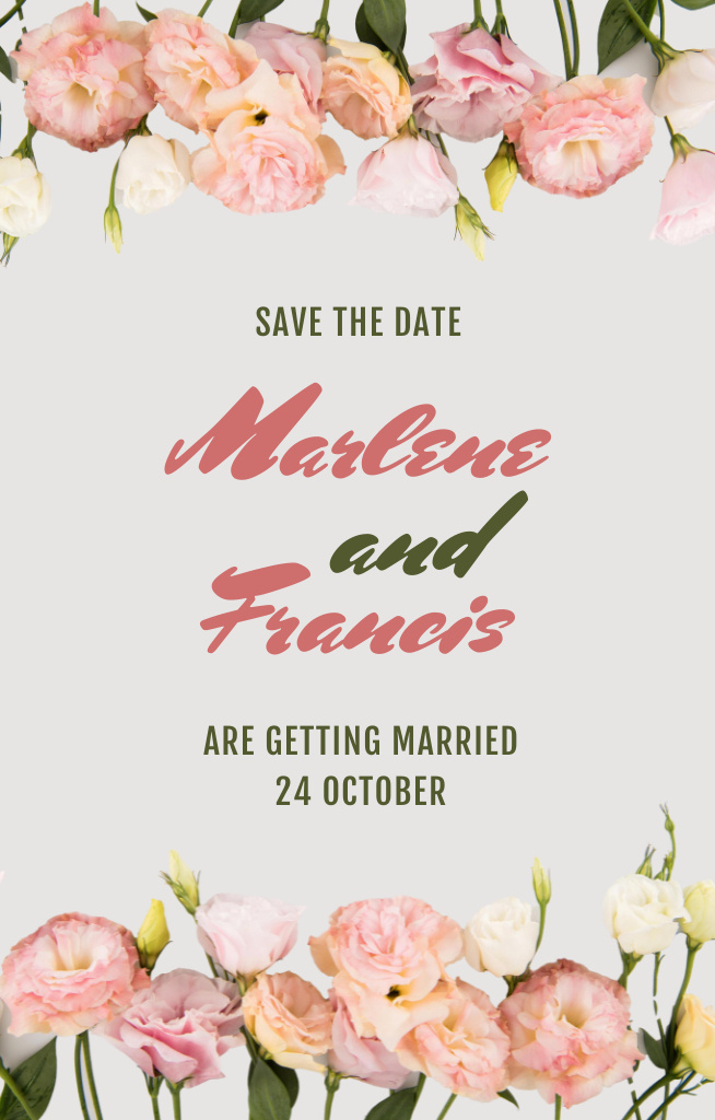 Save the Date with Flowers Frame Invitation 4.6x7.2in Modelo de Design