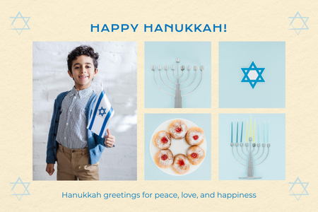 Hanukkah Holiday Greeting Mood Board Design Template