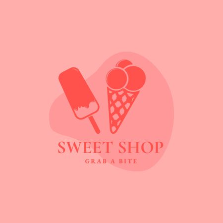 Sweet Shop Ad with Yummy Ice Cream Logo Tasarım Şablonu