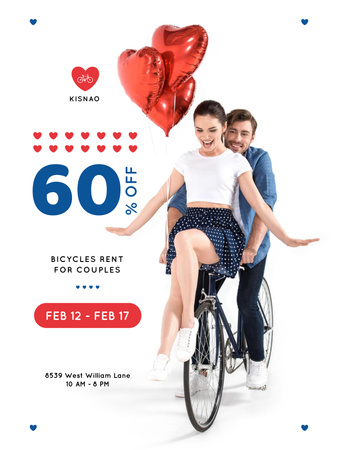 Designvorlage Valentine's Day Couple on a Rent Bicycle für Poster 36x48in