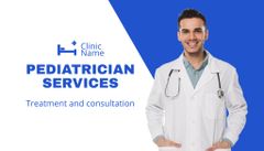 Pediatrician Services Promo on Blue and White