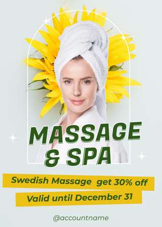 Massage Centre Promotion with Attractive Woman Flayer Design Template