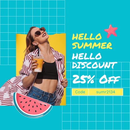 Summer Fashion Sale with Beautiful Girl Social media Design Template