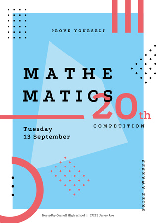 Plantilla de diseño de Anuncio de evento de matemáticas con líneas rojas Poster 28x40in 