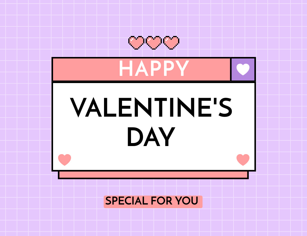Special Congratulations on Valentine's Day on Purple Thank You Card 5.5x4in Horizontal Design Template