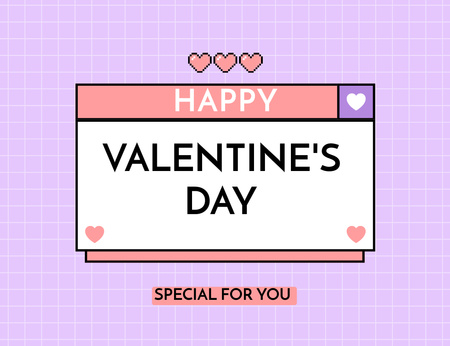 Special Congratulations on Valentine's Day on Purple Thank You Card 5.5x4in Horizontal Πρότυπο σχεδίασης