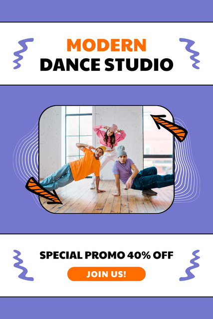 Ad of Modern Dance Studio Pinterest Tasarım Şablonu