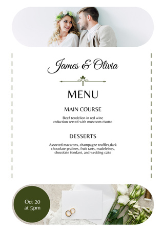 Wedding Food List with Photo Collage Menu Design Template