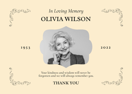 In Loving Memory of Old Lady Postcard 5x7in Design Template