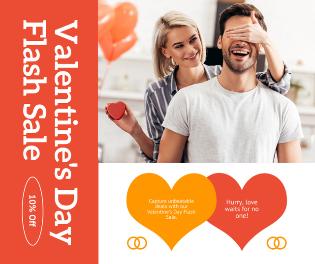 Designvorlage Valentine's Day Flash Sale For Presents At Discounted Rates für Facebook
