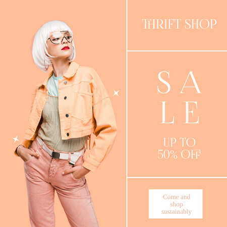 Fancy Outfit From Thrift Shop Offer Animated Post Design Template