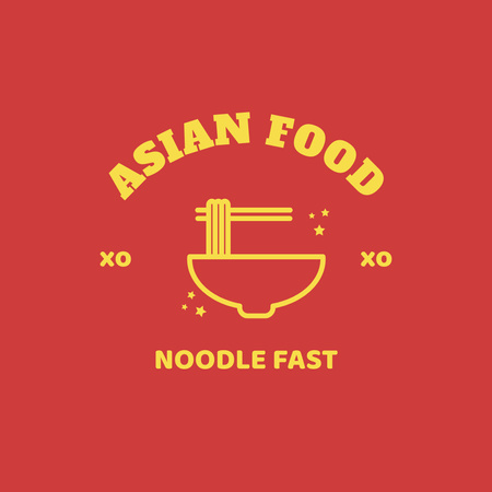 Asian Food Ad with Delicious Noodles Logo Design Template