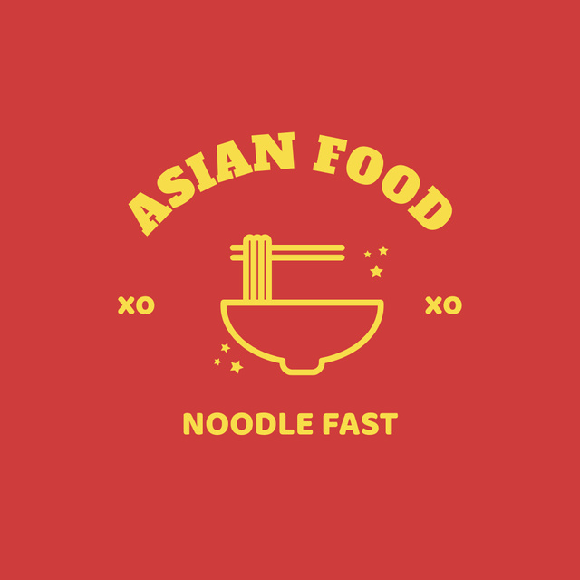 Asian Food Ad with Delicious Noodles Logo Πρότυπο σχεδίασης