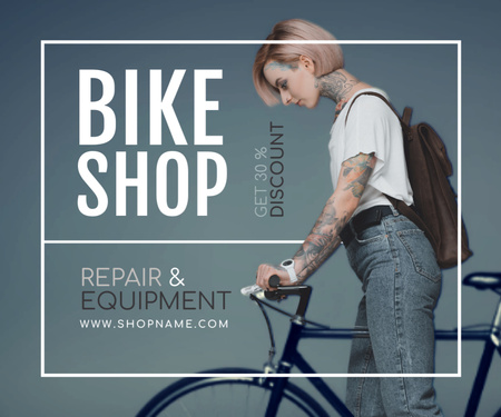 自転車の修理と用品の販売 Medium Rectangleデザインテンプレート