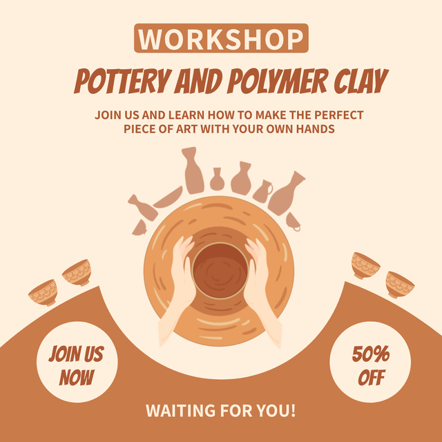 Discounts on Products from Pottery and Polymer Clay Instagram Šablona návrhu