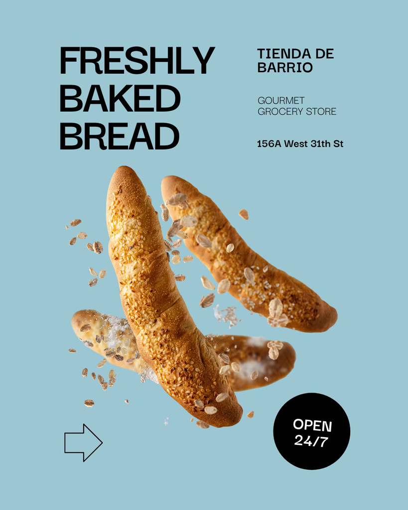 Plantilla de diseño de Freshly Baked Bread is Available Poster 16x20in 