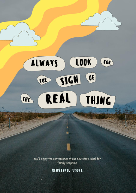 Inspirational Phrase with Long Road Poster Design Template