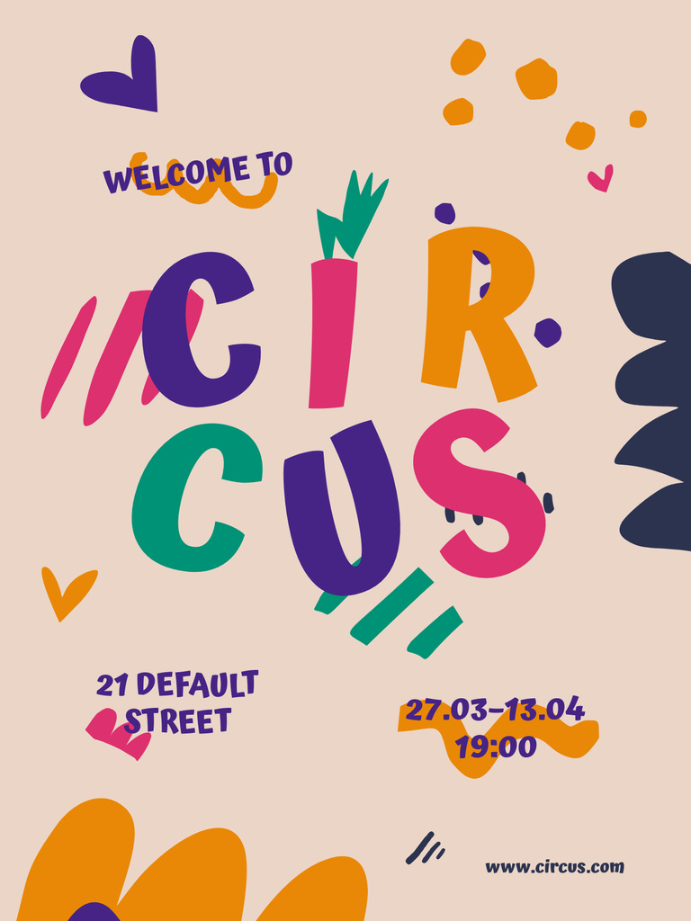 Circus Show Announcement with Colorful Illustration Poster US Tasarım Şablonu