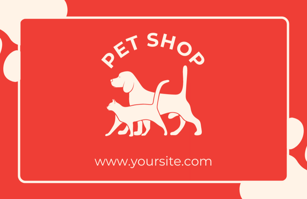 Pet Shop Red Loyalty Business Card 85x55mm Πρότυπο σχεδίασης