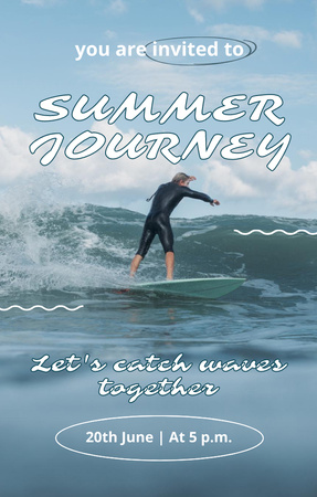 Template di design Tour estivo di surf Invitation 4.6x7.2in