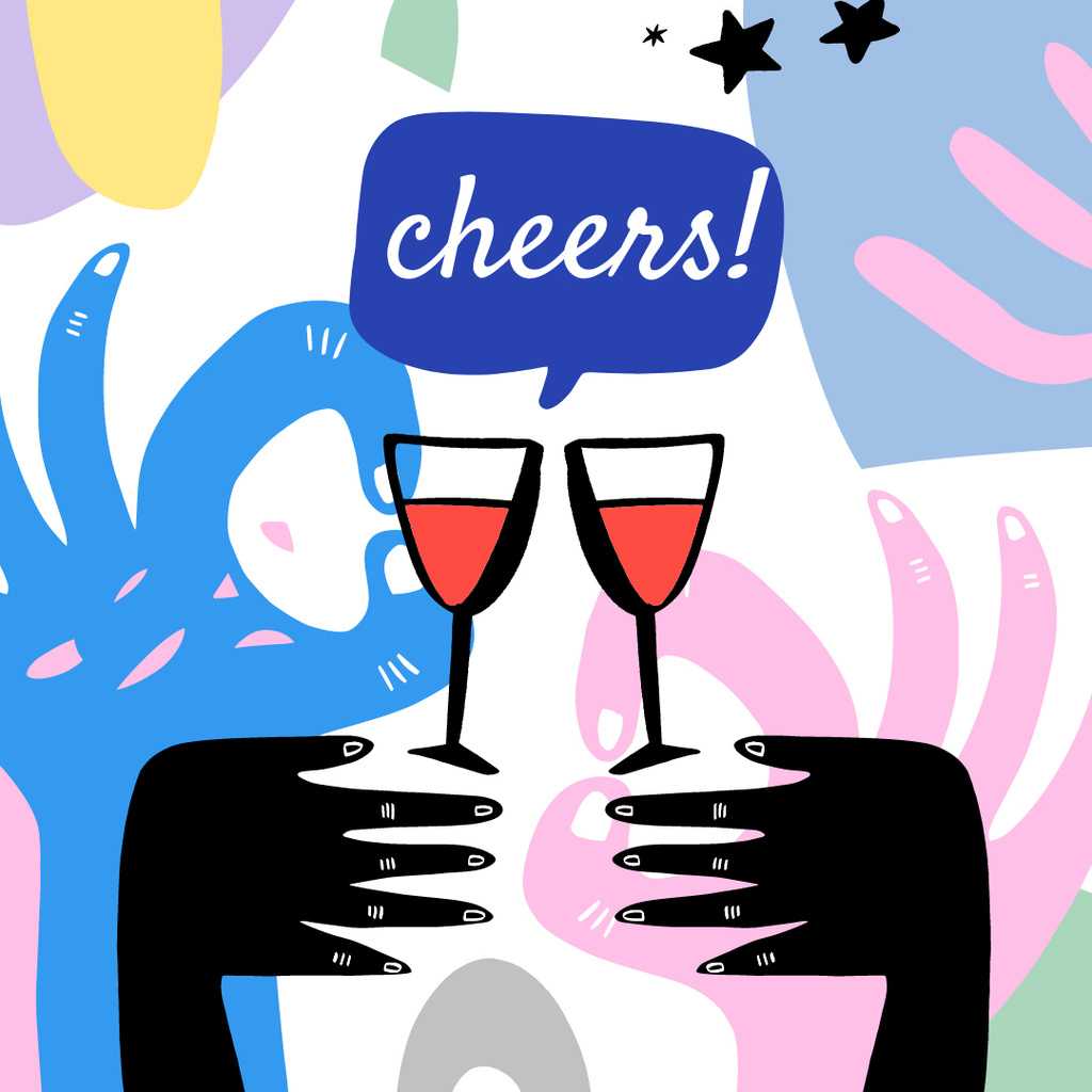 People holding Wine Glasses at Party Instagram – шаблон для дизайну