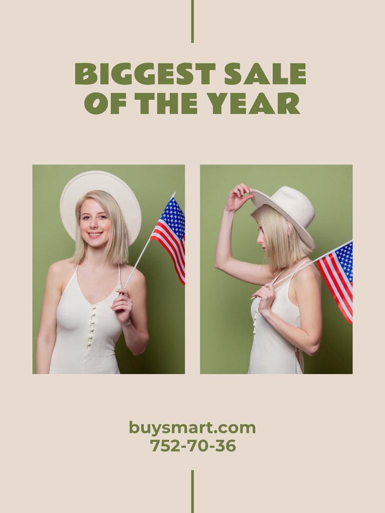 Celebrate Independence Day With Prominent Sale Announcement in the USA Poster 36x48in Πρότυπο σχεδίασης