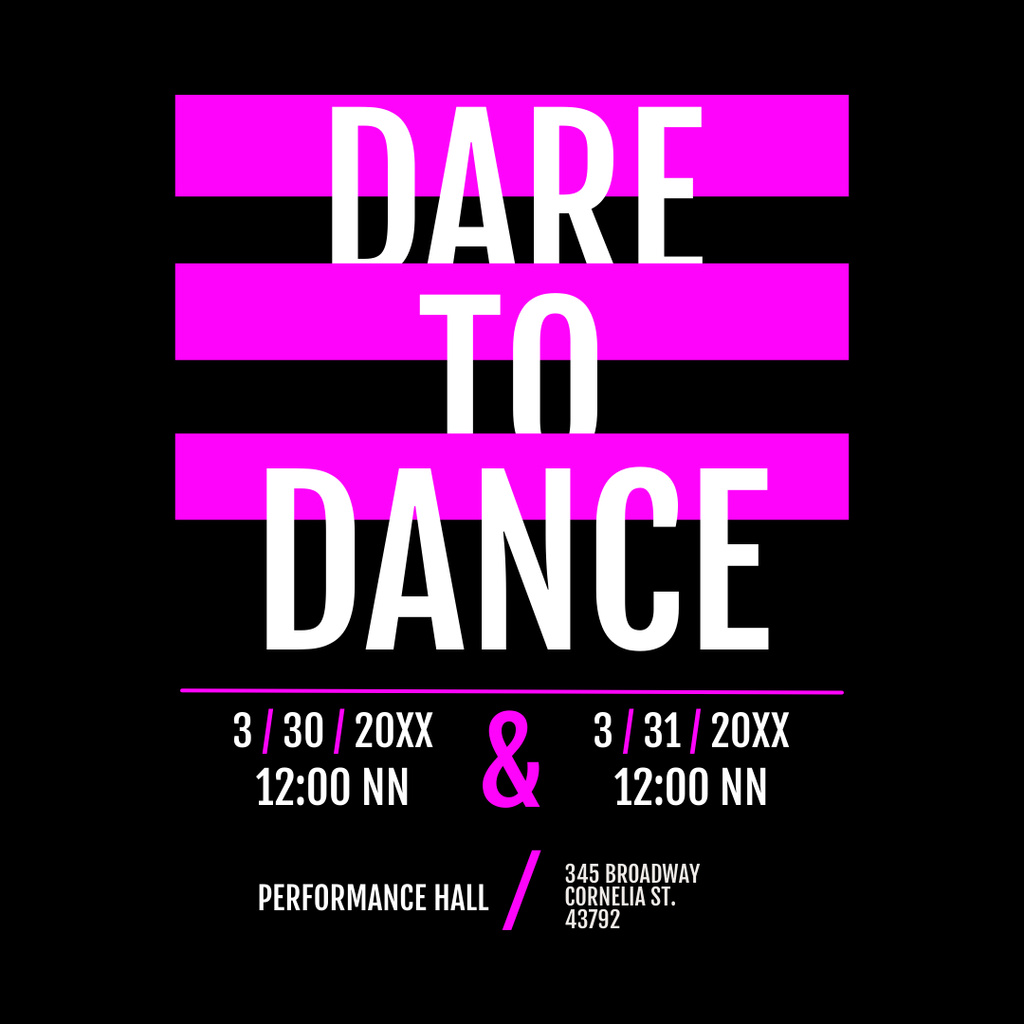 Plantilla de diseño de Bright Announcement of Dancing Event Instagram 