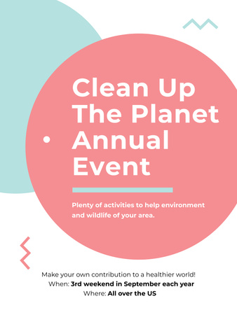 Ecological Event Announcement in Pink Circles Frame Poster 36x48in Modelo de Design