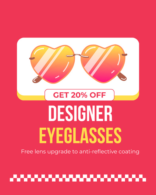 Cute Heart Shape Sunglasses on Discount Instagram Post Vertical Πρότυπο σχεδίασης