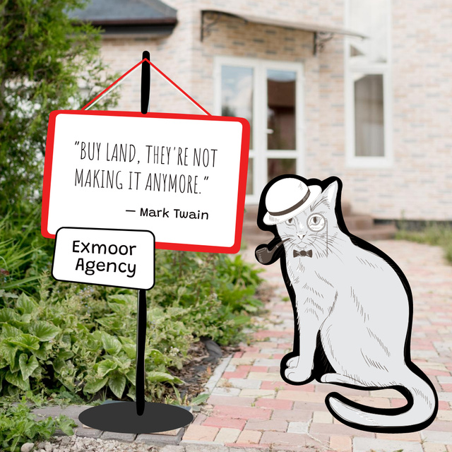 Real Estate Offer with Funny Gentleman Cat Instagram Design Template