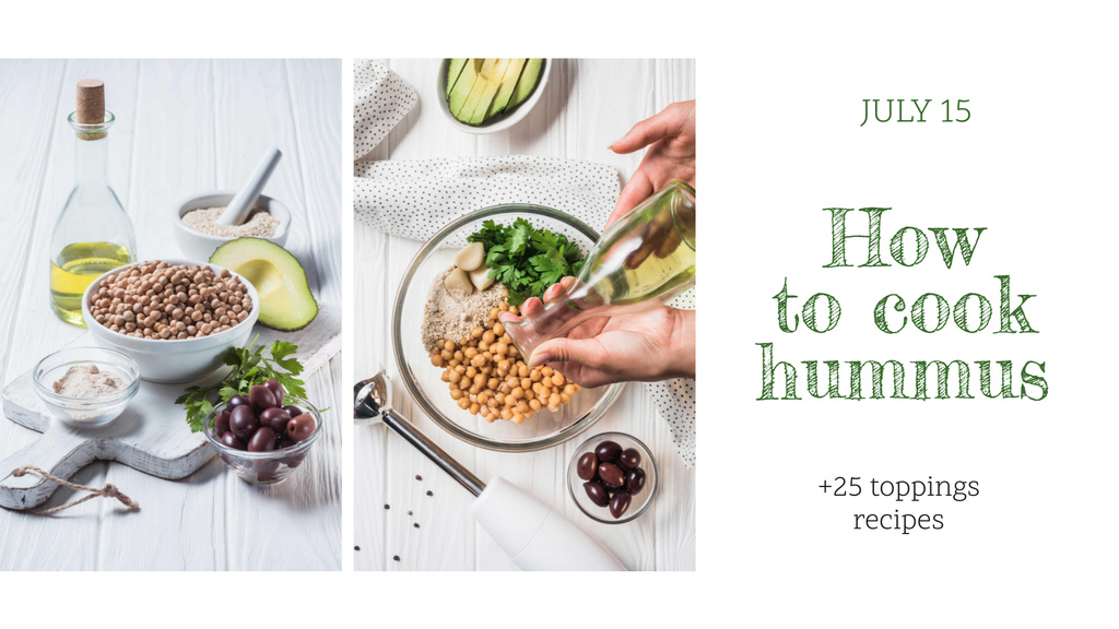 Hummus Recipe Fresh Cooking Ingredients FB event coverデザインテンプレート