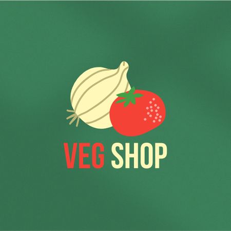 Organic Food Offer with Veggies Illustration Logo tervezősablon
