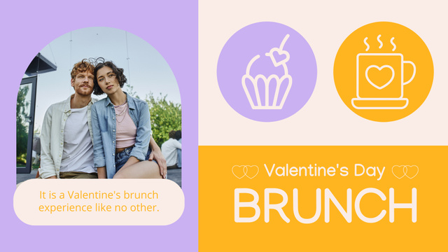 Valentine's Day Romantic Brunch for Two FB event cover Design Template