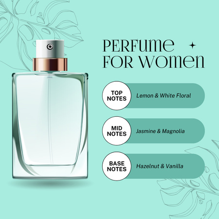 Designvorlage Perfume for Women with Plants Leaves für Instagram