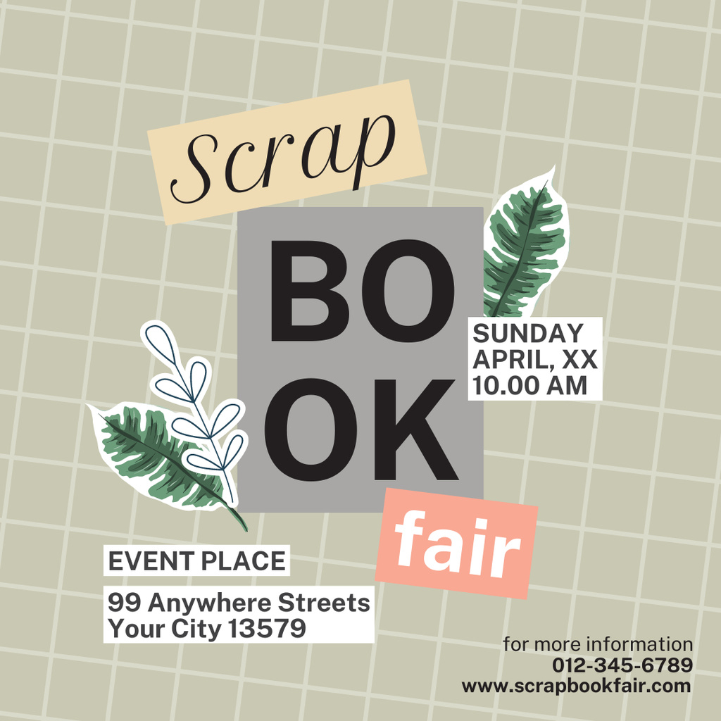 Scrapbooking Fair Announcement with Green Twigs Instagram Design Template