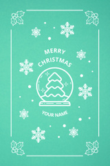 Gleeful Christmas Greeting with Tree Outline In Green