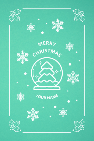 Christmas Greeting with Outlined Tree Postcard 4x6in Vertical Design Template