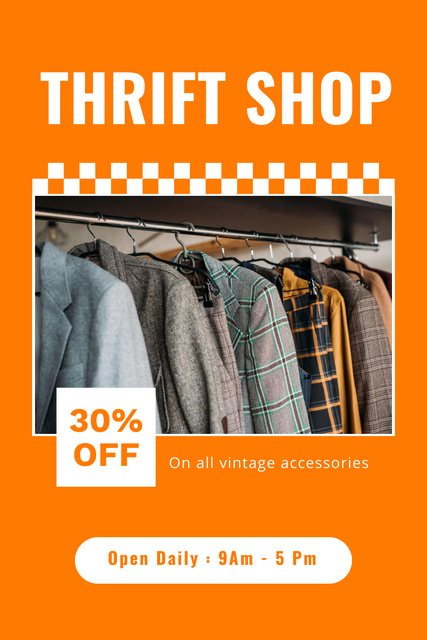 Ontwerpsjabloon van Pinterest van Thrift shop discount orange
